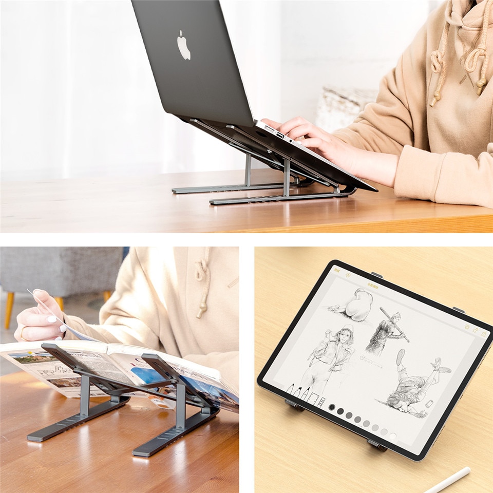 LINGCHEN Laptop Holder for MacBook Air Pro Notebook Foldable Aluminium Alloy Laptop Stand Bracket Laptop Holder for PC Notebook