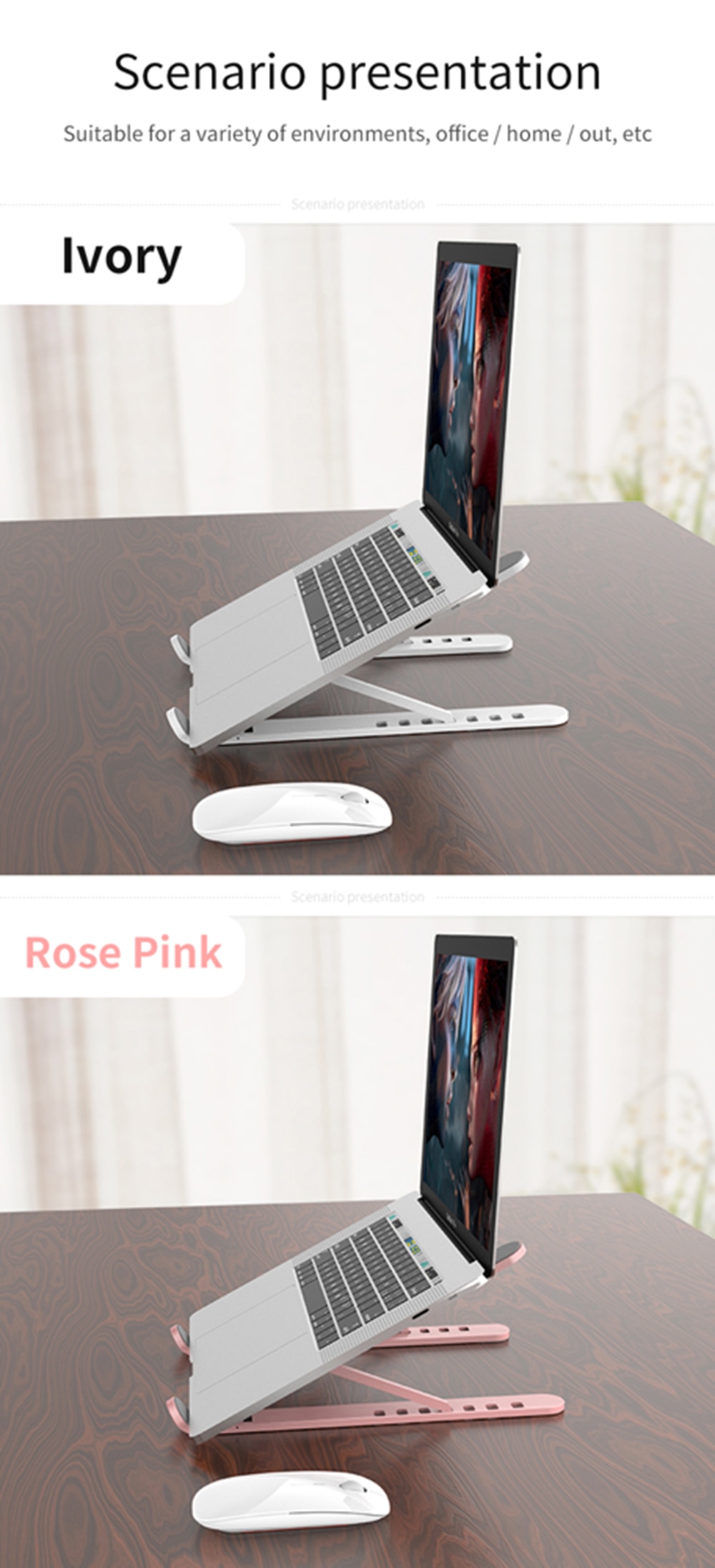 GOOJODOQ Adjustable Foldable Laptop Stand Non-slip Desktop Notebook Holder Laptop Stand For Macbook Pro Air iPad Pro DELL HP