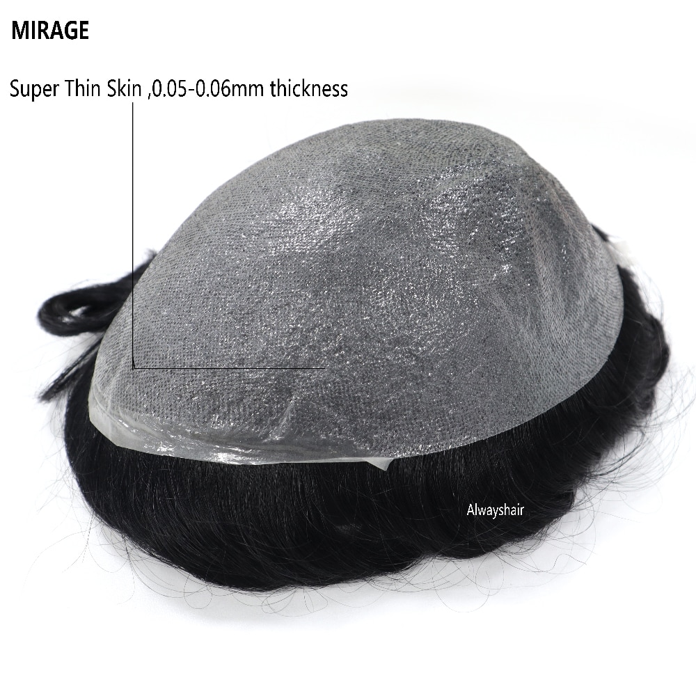 Clearance Sale Old Stocks Mirage Men Wig 0.05-0.06mm Super Thin Skin Toupee Best Indian Human Hair Quality Hair Patch for Men