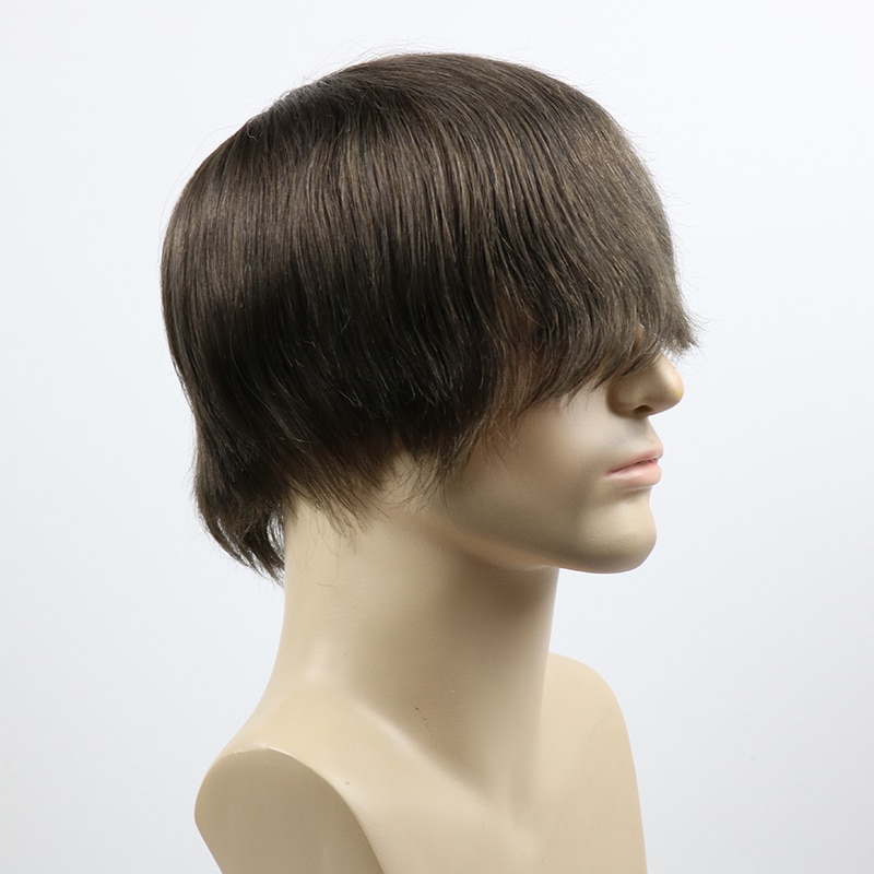 Men's Wig Transparent PU Men Toupee Men's Hair Pieces Unit Hair Replacement System Brown Color 8x10inch Wig for Men