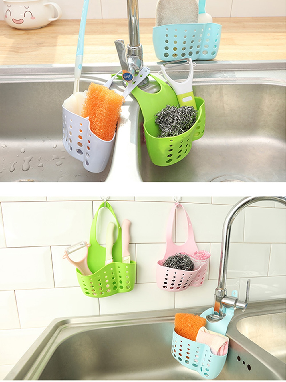 Cheap Kitchen Racks 7Colors Select Hanging Drain Storage Tools Sink storage Hanging Basket Sink Sponge Holder