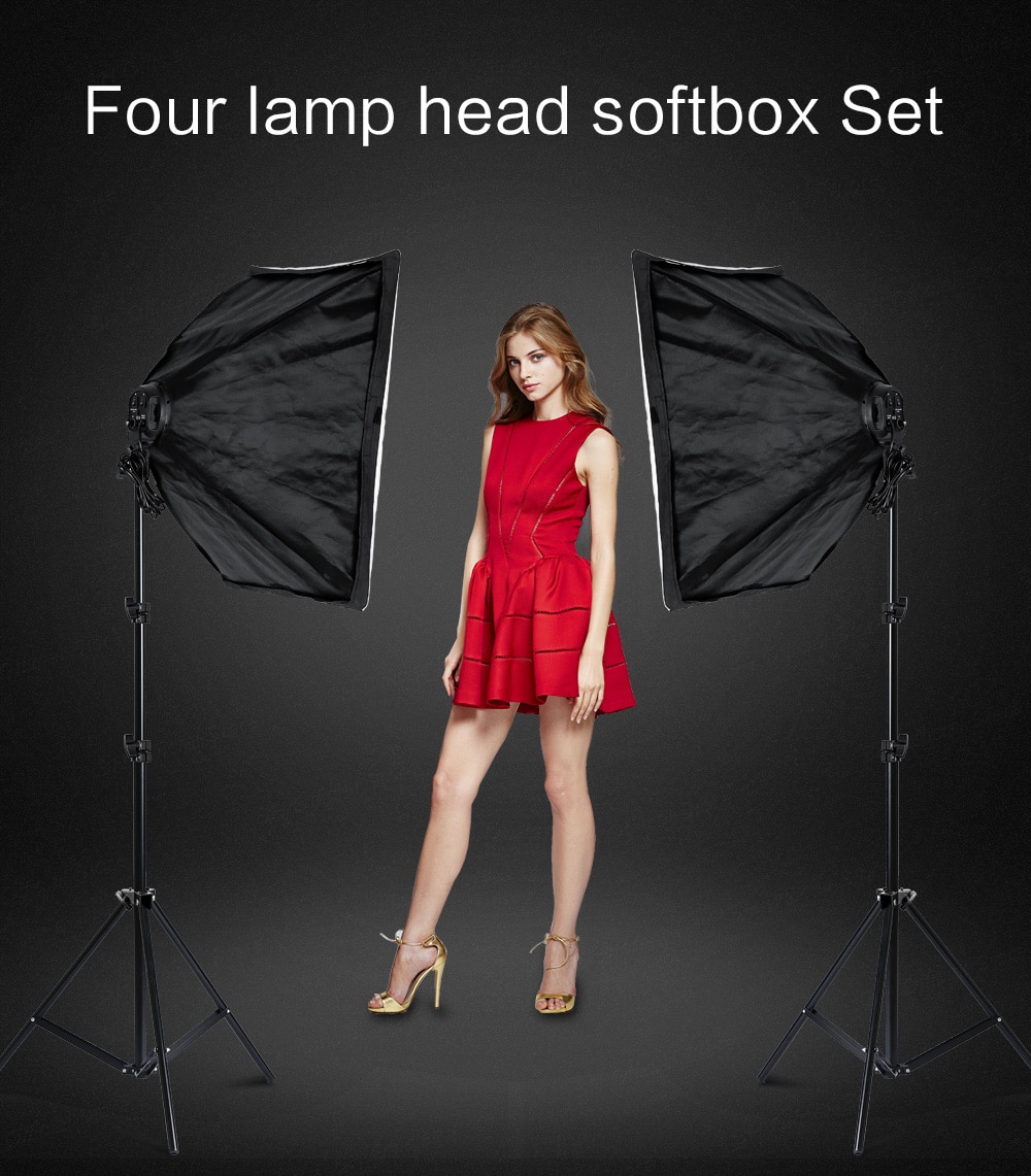 Photo Studio Rectangle Photography Soft Box 8 Led 20W Photographic Lighting Kit 2 Light Stand 2 Soft box Carry Bag for Camera
