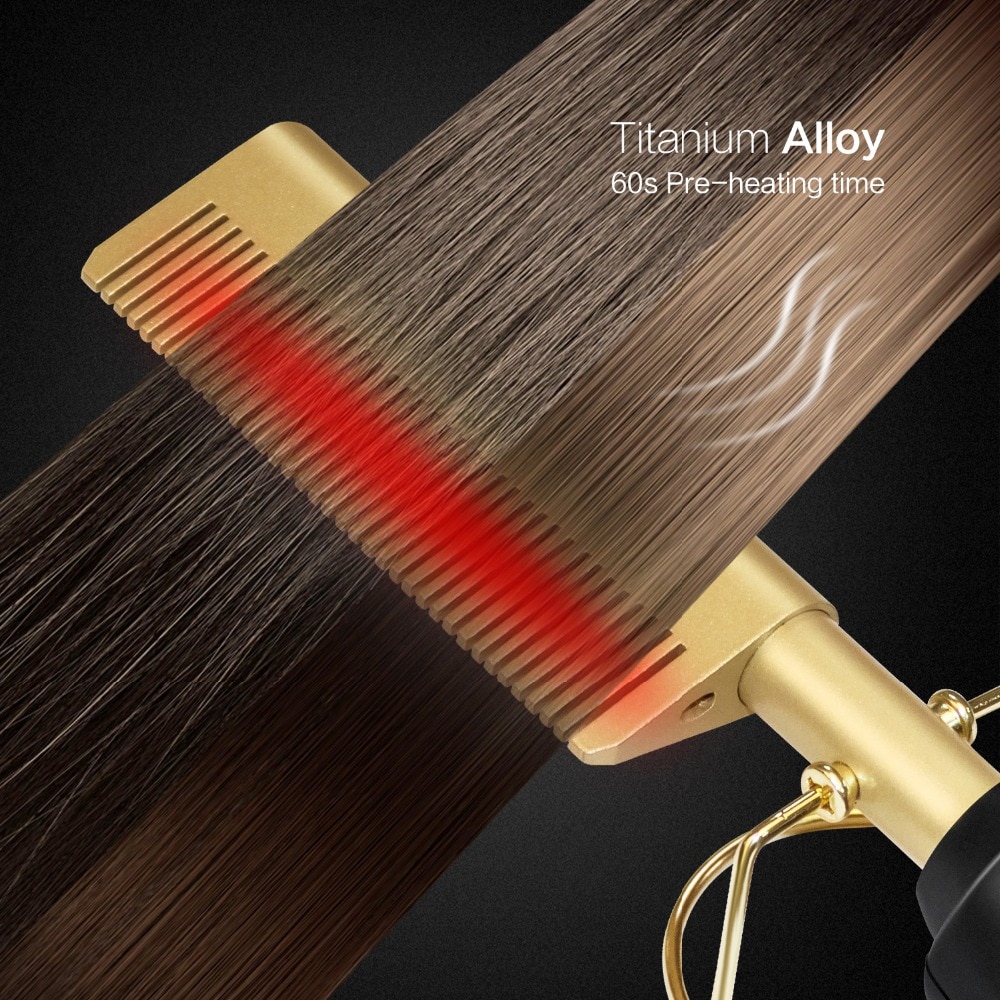 Straighten Hair Hot Comb Hair Straightener Wet and Dry Hair Use Electric Straightener Curling Hair Brush Titanium Alloy Hot Comb
