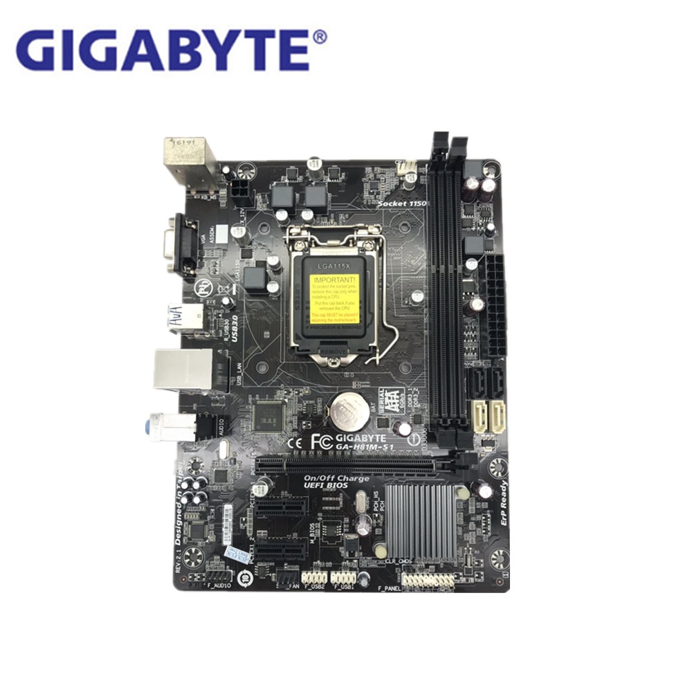 GIGABYTE GA-H81M-S1 Desktop Motherboard H81 Socket LGA 1150 i3 i5 i7 DDR3 16G Micro-ATX UEFI BIOS Original Used Mainboard