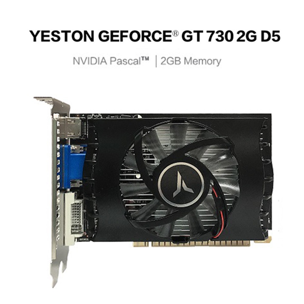 Yeston GT 730 Graphics Card 2GB GDDR5 HDMI VGA DVI GT730 64Bit Single Fan Video Card 902/5012MHz GPU for Desktop PC Computer