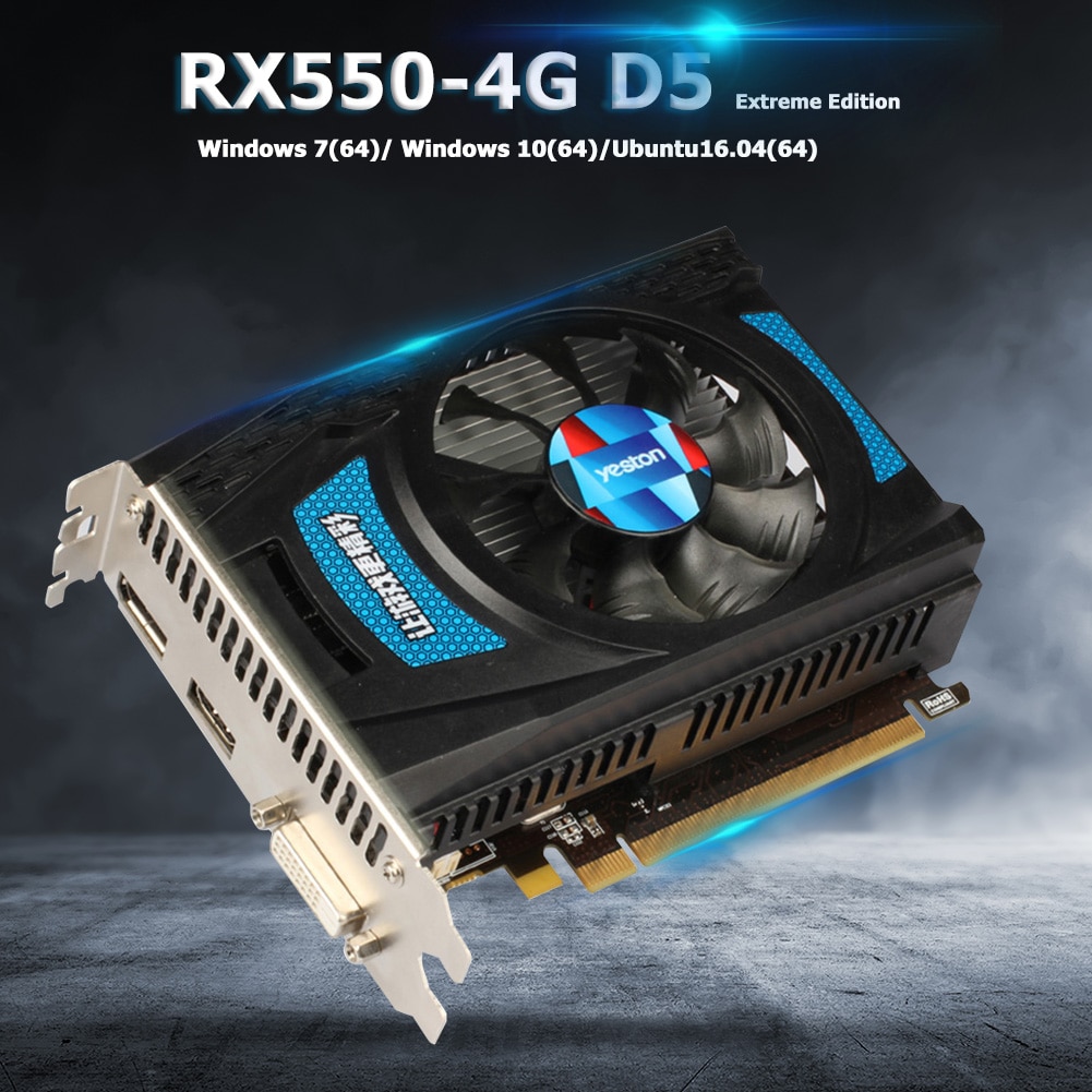 Yeston RX550D-4G D5 GPU Fan Graphics Card PCI Express 3.0 1071/6000MHz 4G 128bit GDDR5 External Gaming Video Module for Desktop