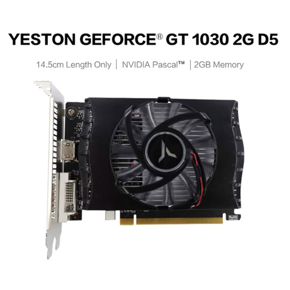 Yeston GT 1030 Graphics Card GT1030 2GB GDDR5 64Bit HDMI DVI-D Single Fan Video Card GPU for Desktop PC for Windows7/8/10