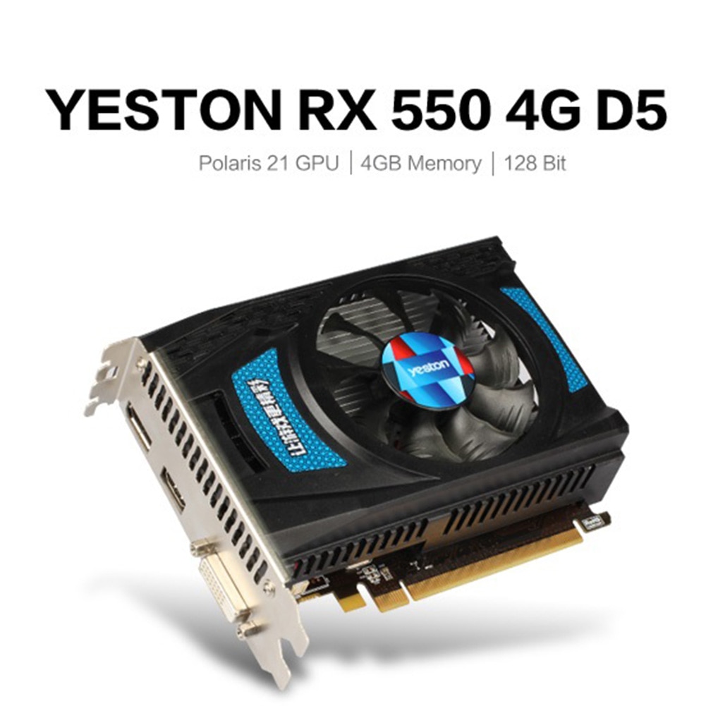 Yeston RX550D-4G D5 GPU Fan Graphics Card PCI Express 3.0 1071/6000MHz 4G 128bit GDDR5 External Gaming Video Module for Desktop