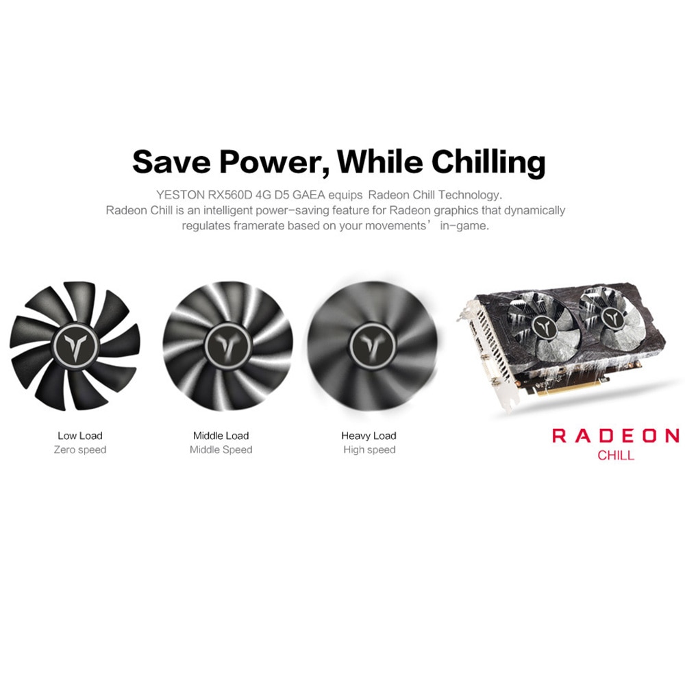 Yeston RX560D-4G D5 GAEA Graphics Cards Dual Fan Cooling 4GB Memory GDDR5 128bit DP + HDMI + DVI-D GPU Enhanced Heatsink