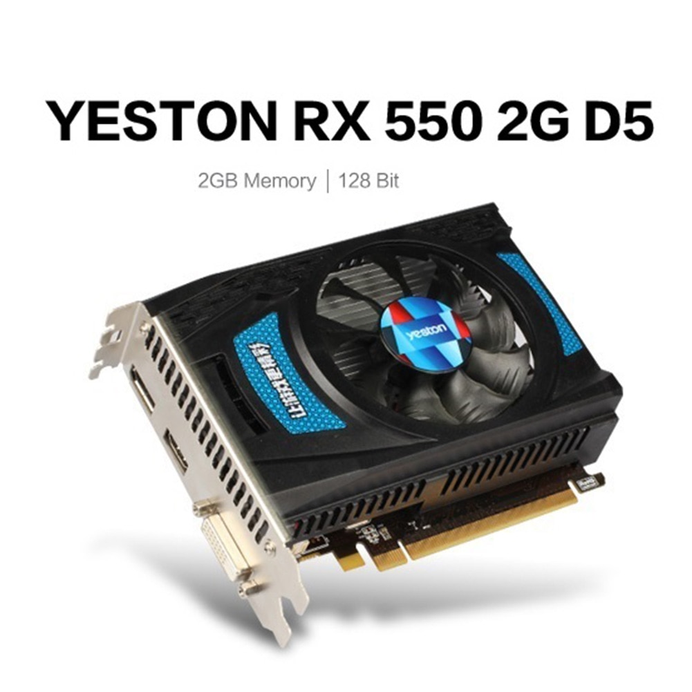 Yeston RX 550 2G D5 TA Graphic Card Video Card Radeon Chill 2GB Memory GDDR5 128Bit 6000MHz DP+HD+DVI-D Small Size GPU For PC