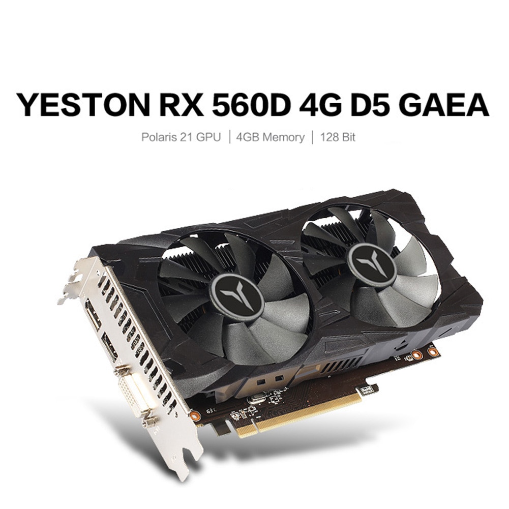 Yeston RX560D 4GB GDDR5 GAEA RX 560 Graphic Card Dual Fan Cooling 4GB GDDR5 128bit DP + HD + DVI-D GPU Desktop Video Card For PC